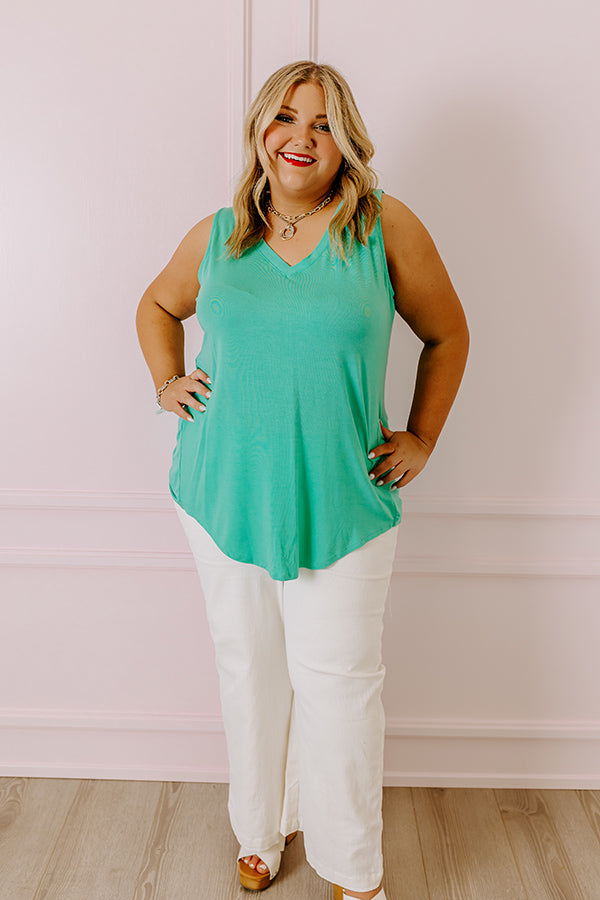 Impressions Friends For Life Shift Tank In Light Turquoise Curves