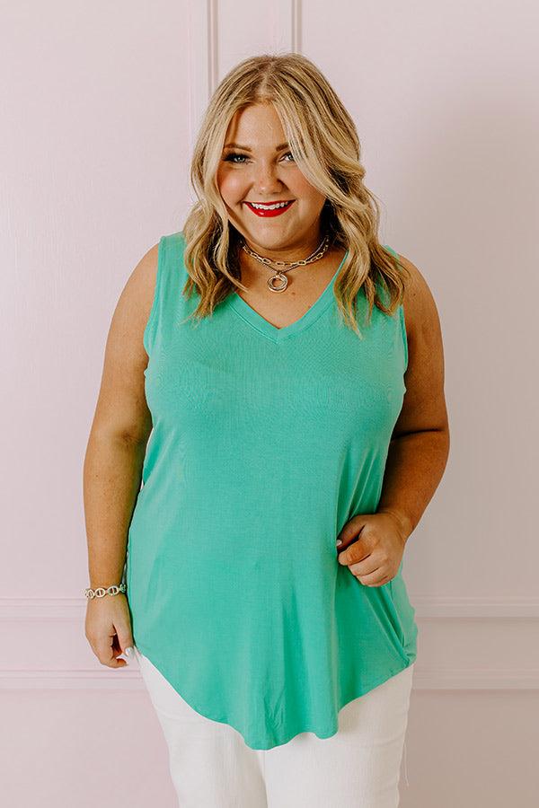 Impressions Friends For Life Shift Tank In Light Turquoise Curves