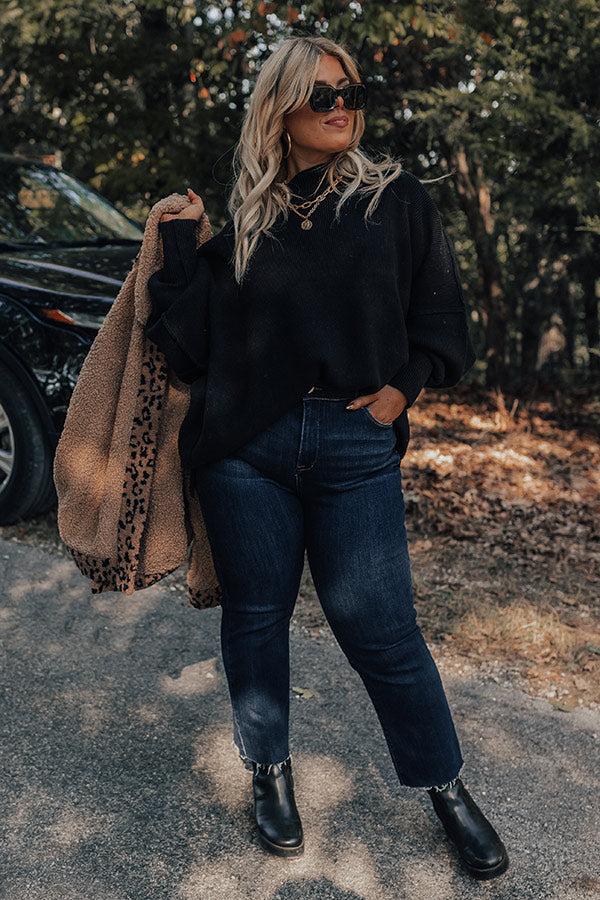 Impressions Full Of Warmth Tunic Sweater In Black Curves