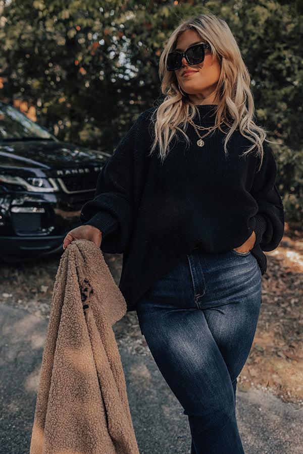 Impressions Full Of Warmth Tunic Sweater In Black Curves