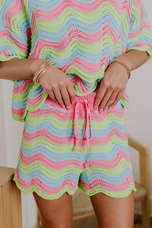 Impressions Fun In The Sun High Waist Pointelle Knit Shorts