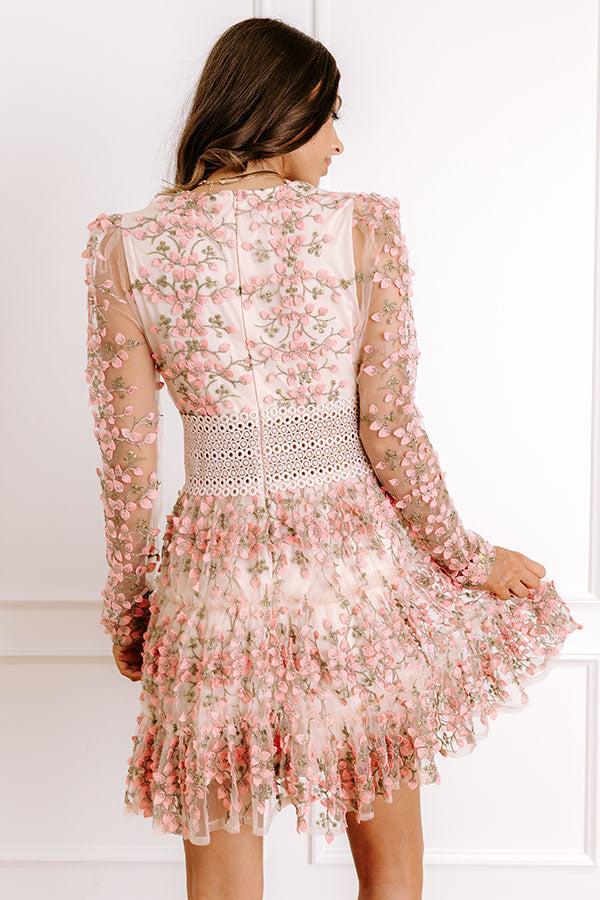Impressions Garden Gathering Floral Embroidered Mini Dress
