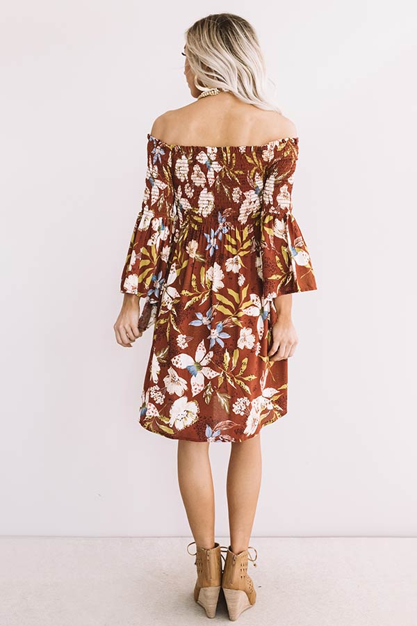 Impressions Garden Party Floral Shift Dress In Rust