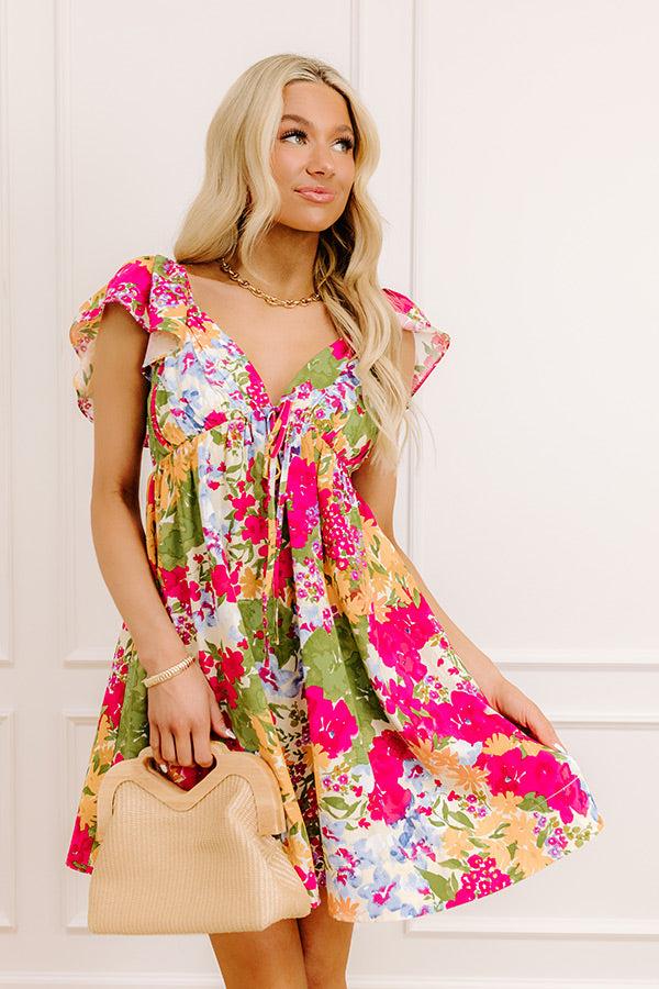 Impressions Garden Serenade Floral Mini Dress in Sangria