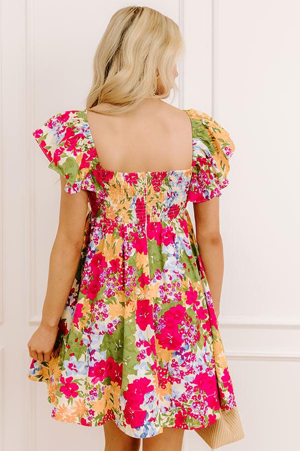 Impressions Garden Serenade Floral Mini Dress In Sangria