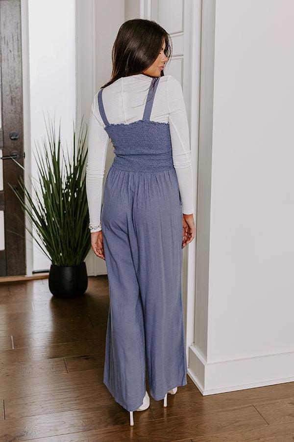 Impressions Gather The Courage Smocked Jumpsuit In Blue