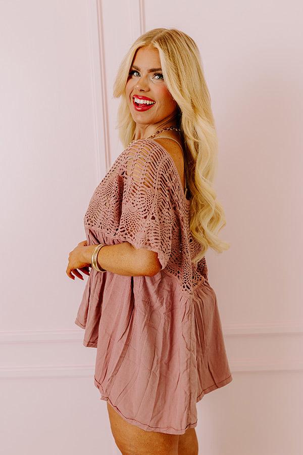 Impressions Getting Sun Crochet Shift Top In Dusty Purple
