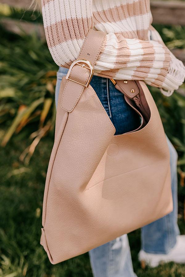 Impressions Girl On The Go Faux Leather Tote In Warm Taupe