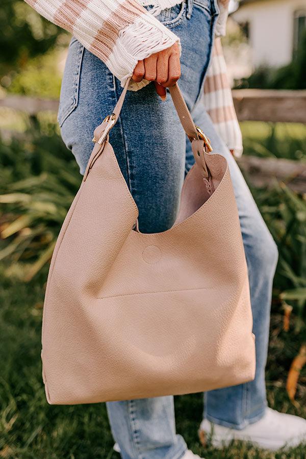 Impressions Girl On The Go Faux Leather Tote In Warm Taupe