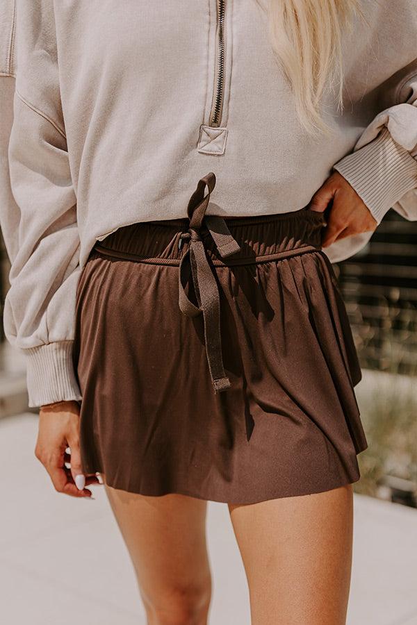 Impressions Girl On The Go High Waist Skort In Chestnut