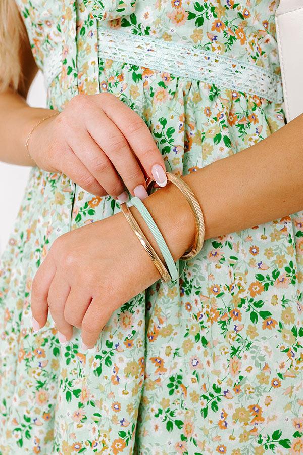 Impressions Girl On The Go Stretch Bangle Bracelet Set In Mint