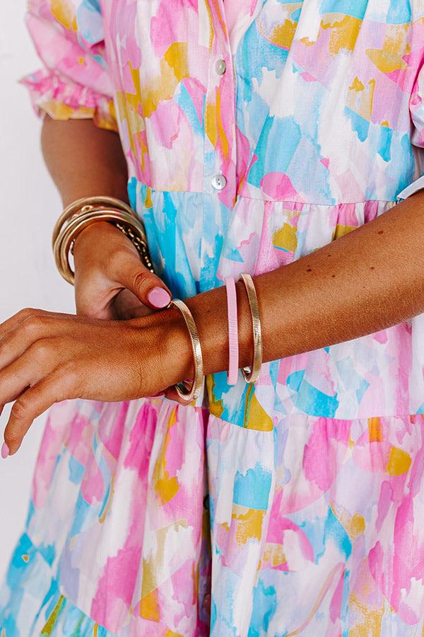 Impressions Girl On The Go Stretch Bangle Bracelet Set In Pink