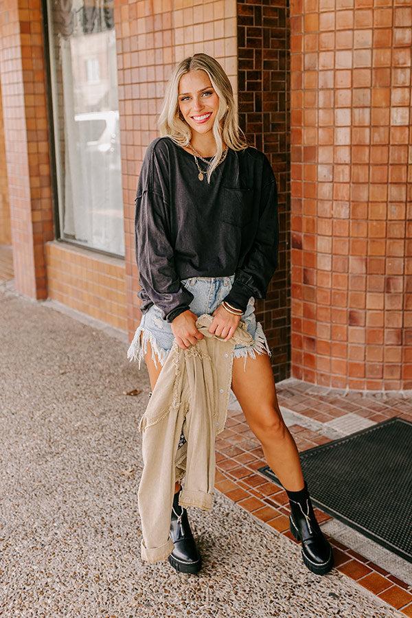 Impressions Girl On The Go Vintage Wash Tee In Black