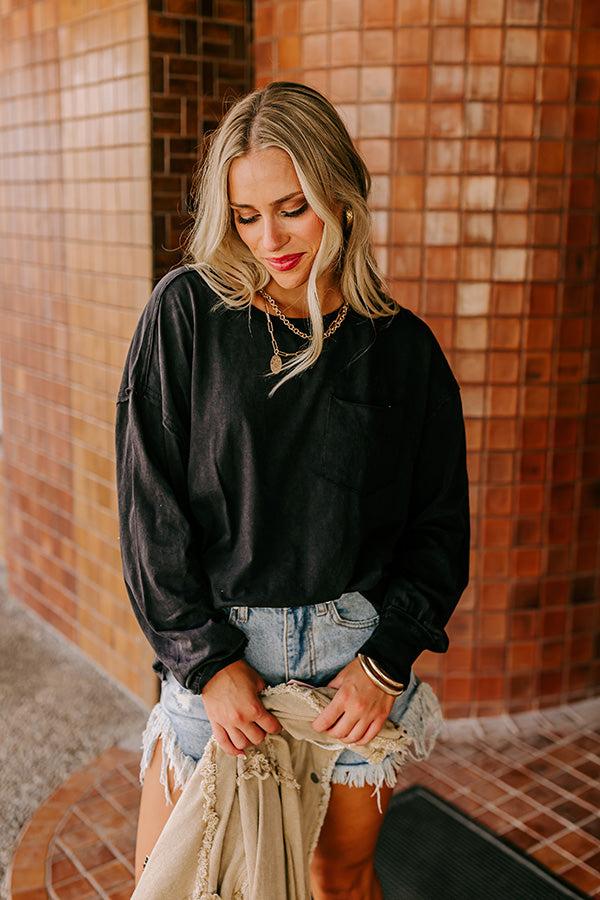 Impressions Girl On The Go Vintage Wash Tee in Black