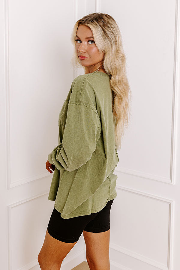 Impressions Girl On The Go Vintage Wash Tee In Sage