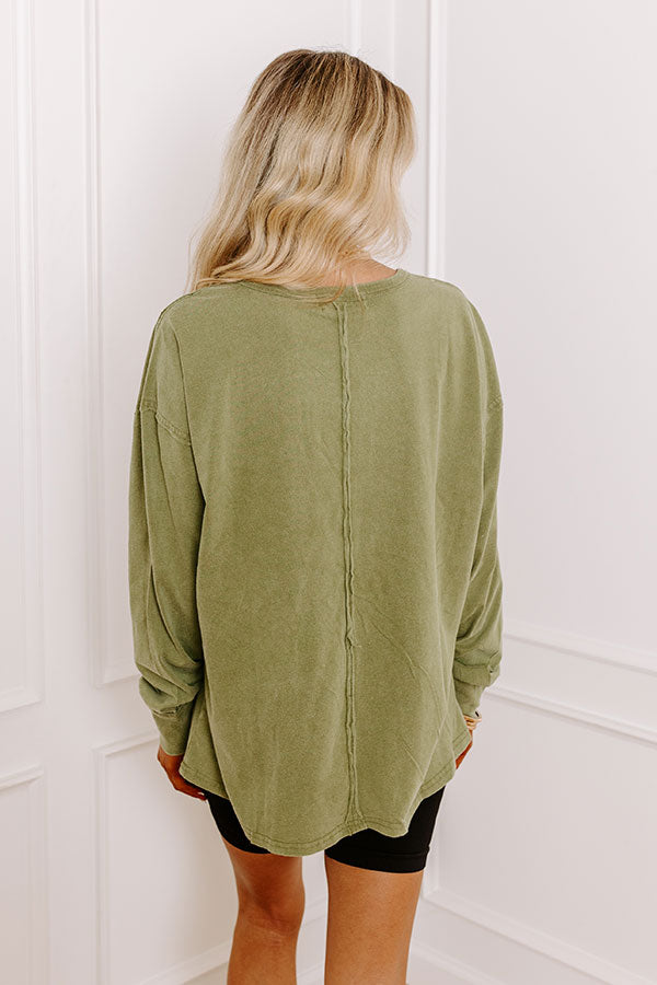 Impressions Girl On The Go Vintage Wash Tee In Sage