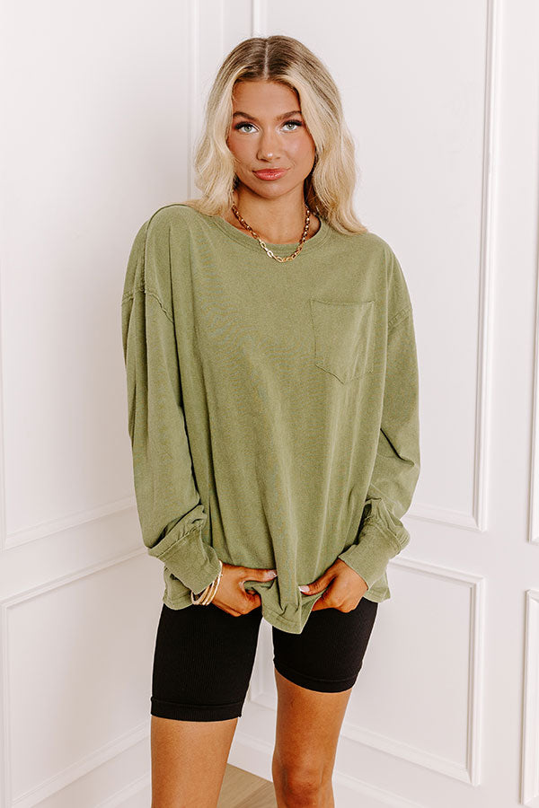 Impressions Girl On The Go Vintage Wash Tee in Sage
