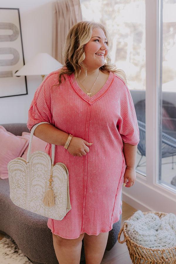 Impressions Girls Brunch Ribbed T-shirt Mini Dress in Blooming Dahlia