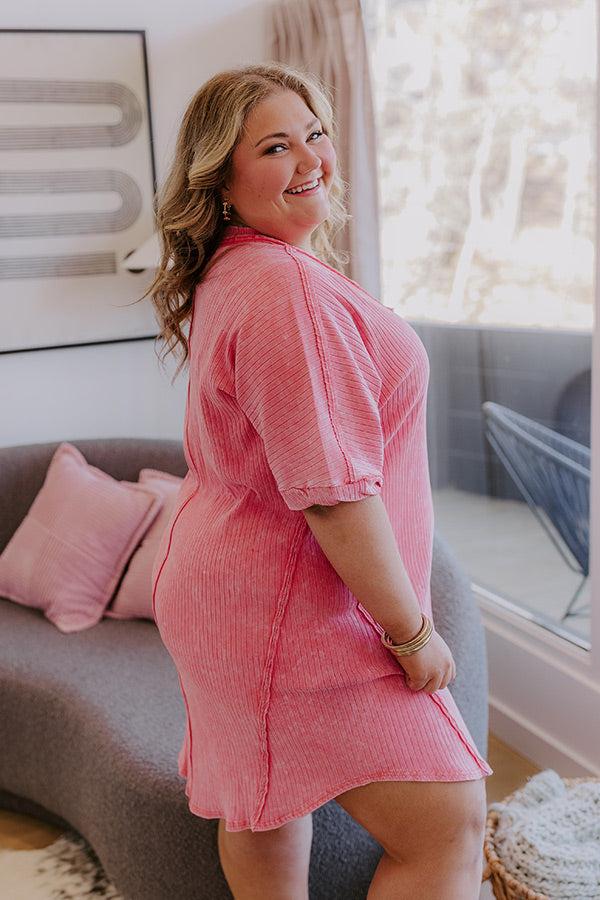 Impressions Girls Brunch Ribbed T-shirt Mini Dress In Blooming Dahlia