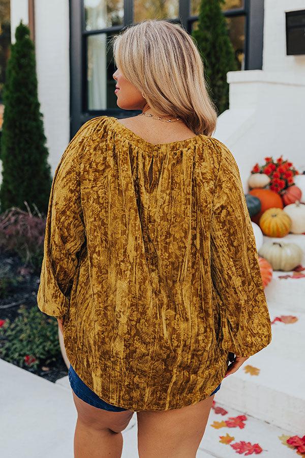 Impressions Glamour Galore Velvet Top In Mustard Curves