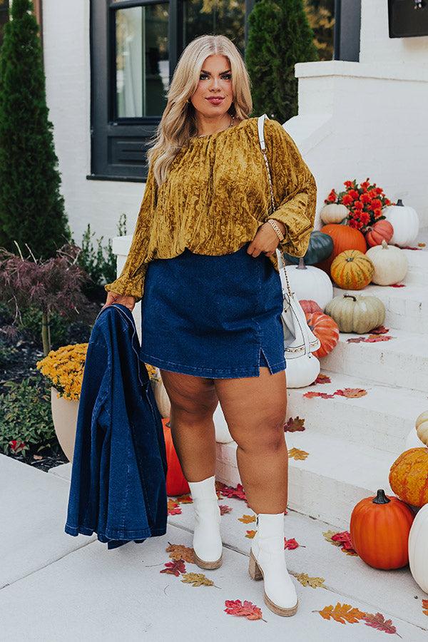Impressions Glamour Galore Velvet Top in Mustard Curves