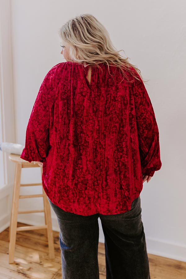 Impressions Glamour Galore Velvet Top In Wine Curves
