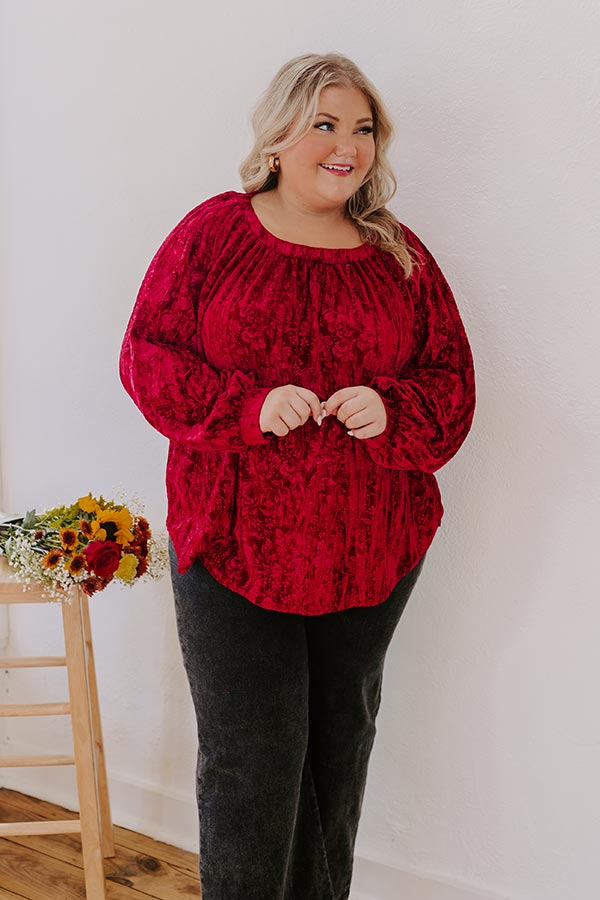 Impressions Glamour Galore Velvet Top In Wine Curves