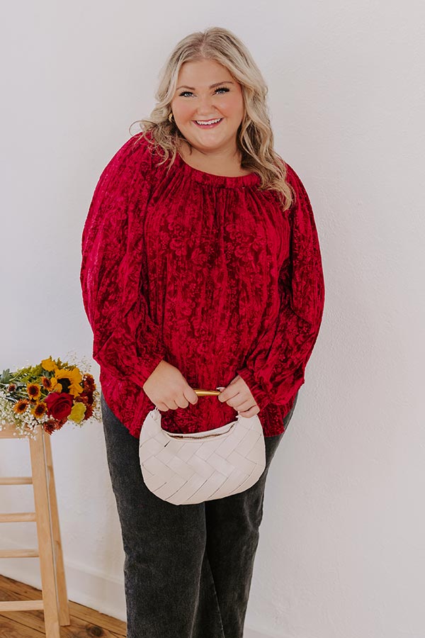 Impressions Glamour Galore Velvet Top In Wine Curves