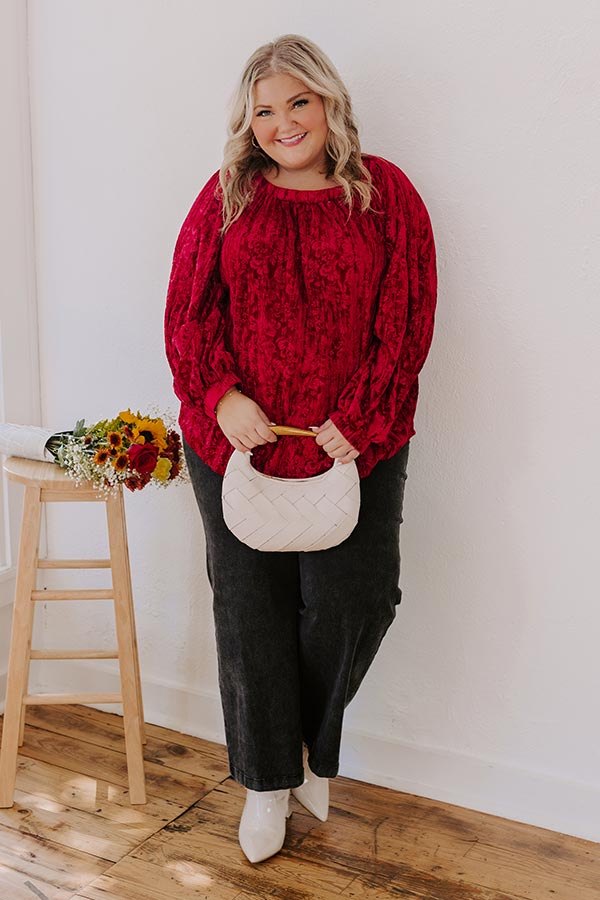 Impressions Glamour Galore Velvet Top In Wine Curves