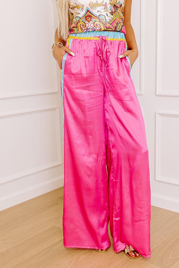 Impressions Glamour Girl High Waist Satin Wide Leg Pants