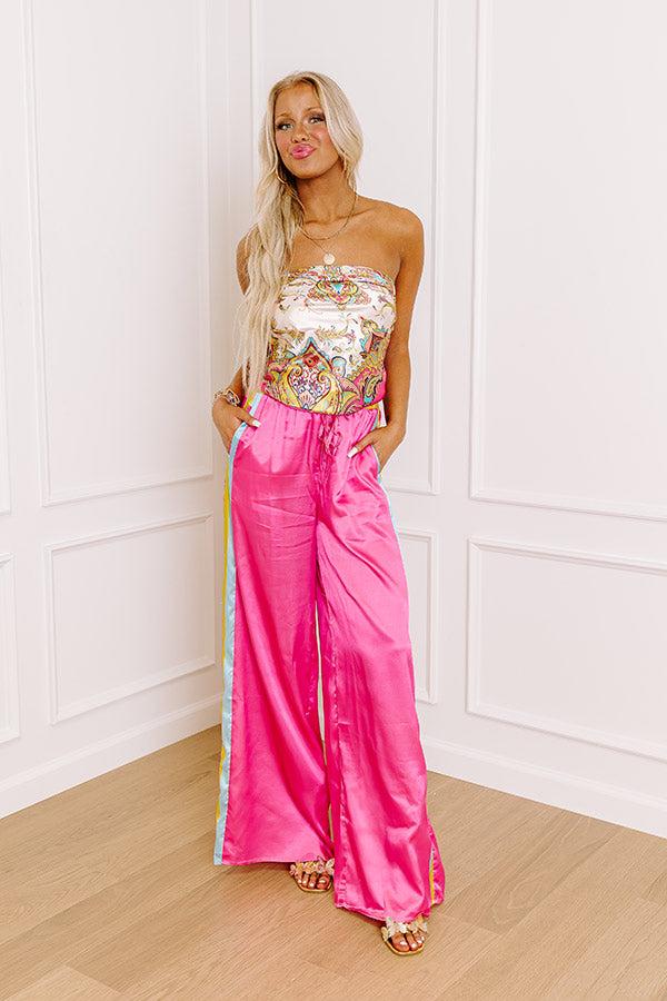 Impressions Glamour Girl High Waist Satin Wide Leg Pants