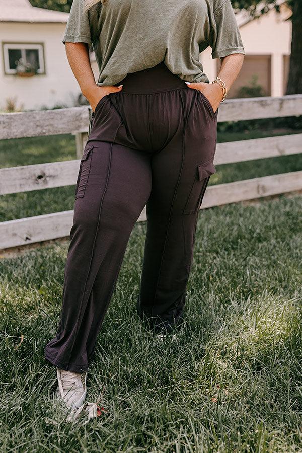 Impressions Go The Extra Mile High Waist Butter Soft Pants In Espresso Curves