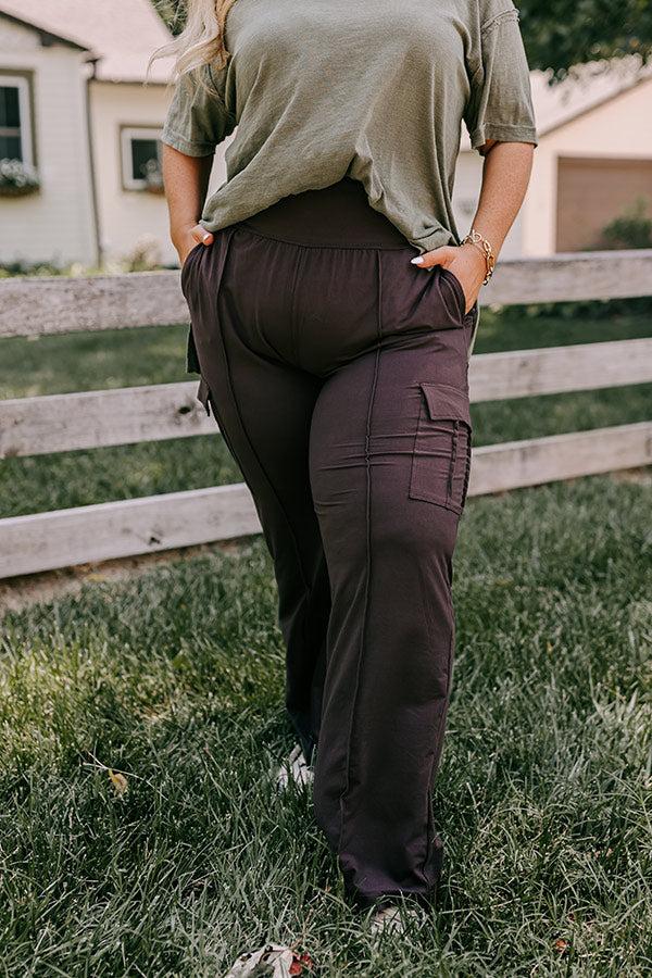 Impressions Go The Extra Mile High Waist Butter Soft Pants In Espresso Curves