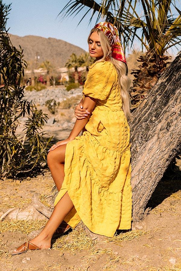 Impressions Gorgeous Girly Tiered Midi In Primrose Yellow