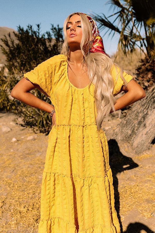 Impressions Gorgeous Girly Tiered Midi In Primrose Yellow