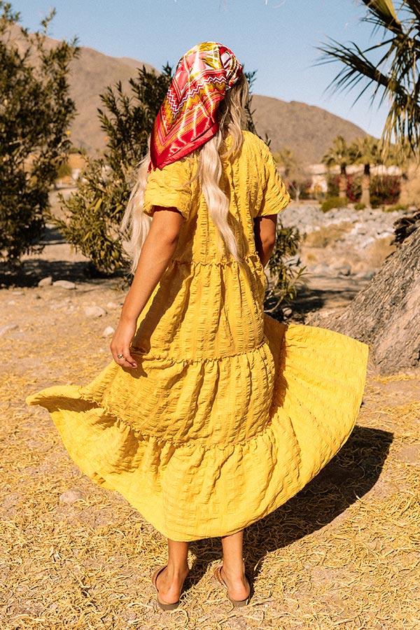 Impressions Gorgeous Girly Tiered Midi In Primrose Yellow