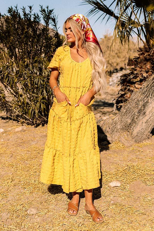 Impressions Gorgeous Girly Tiered Midi In Primrose Yellow