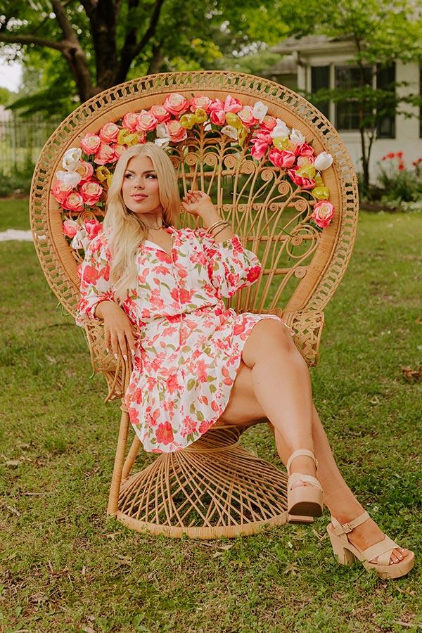 Impressions Grace Given Floral Dress In Ivory Curves