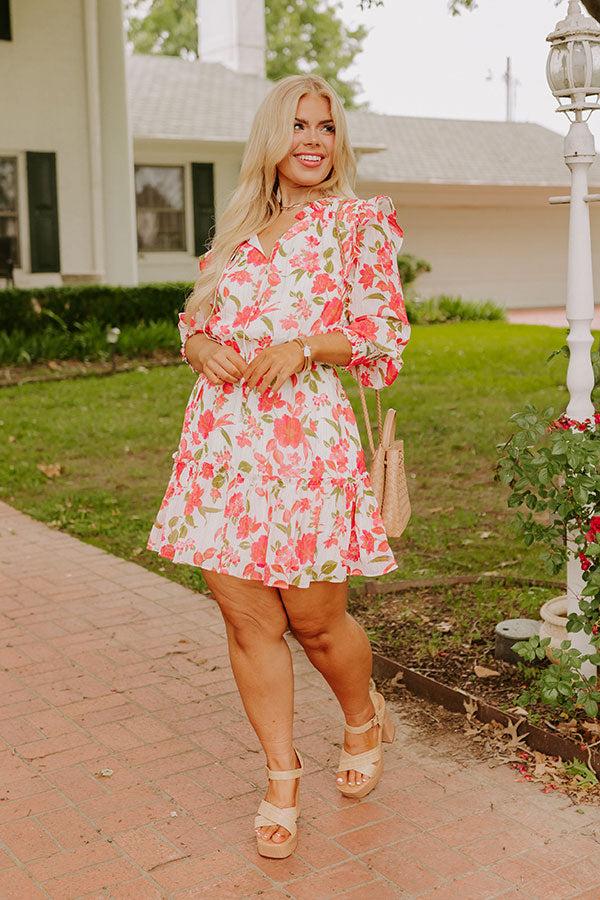 Impressions Grace Given Floral Dress In Ivory Curves
