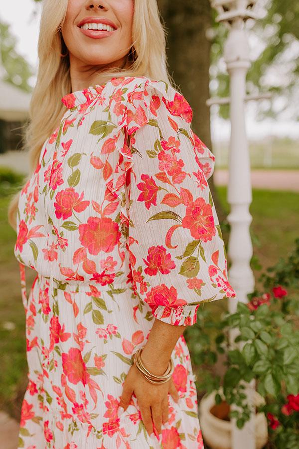 Impressions Grace Given Floral Dress In Ivory Curves
