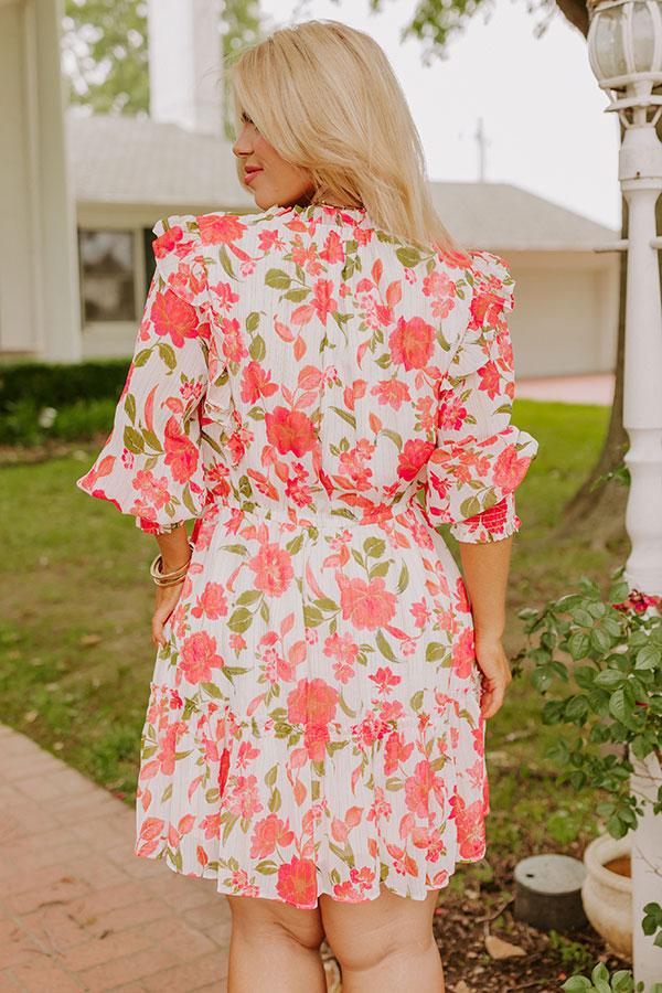 Impressions Grace Given Floral Dress In Ivory Curves