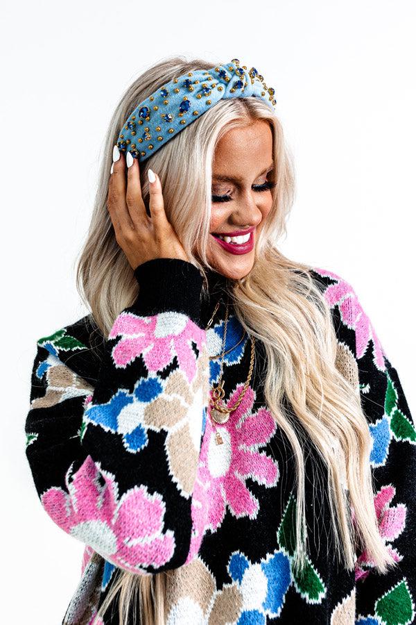 Impressions Graceful Reflections Embellished Headband In Sky Blue