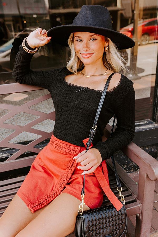 Impressions Graceful Smile Pointelle Knit Top In Black