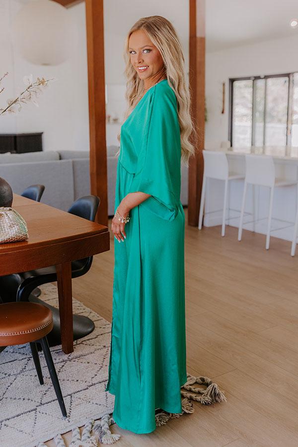 Impressions Grand Entrance Satin Maxi Dress In Green