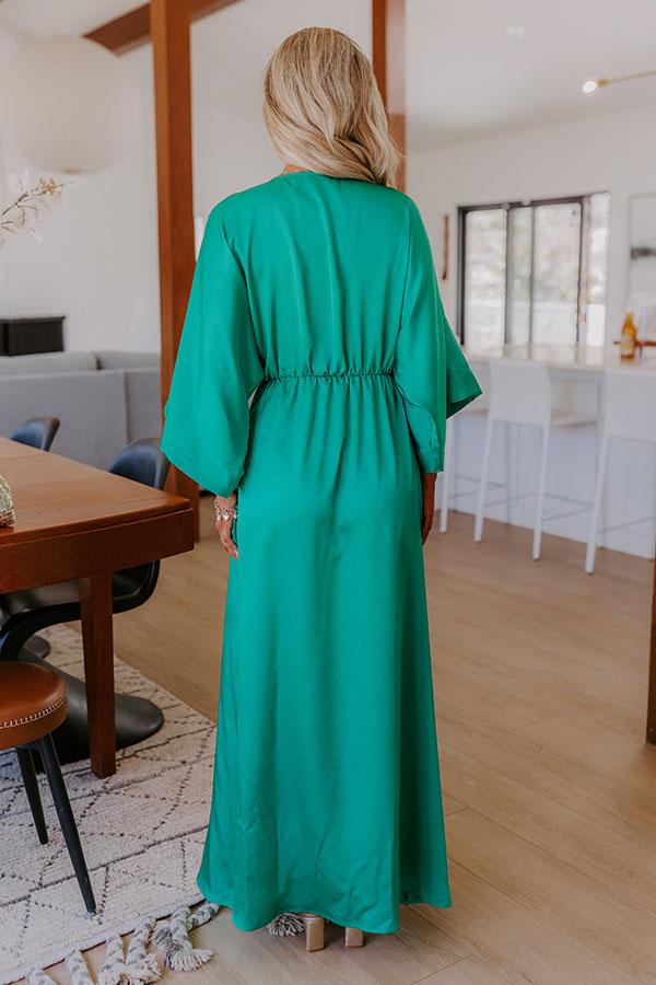 Impressions Grand Entrance Satin Maxi Dress In Green