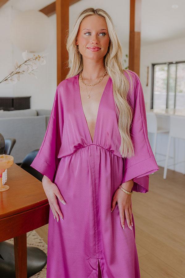 Impressions Grand Entrance Satin Maxi Dress In Orchid