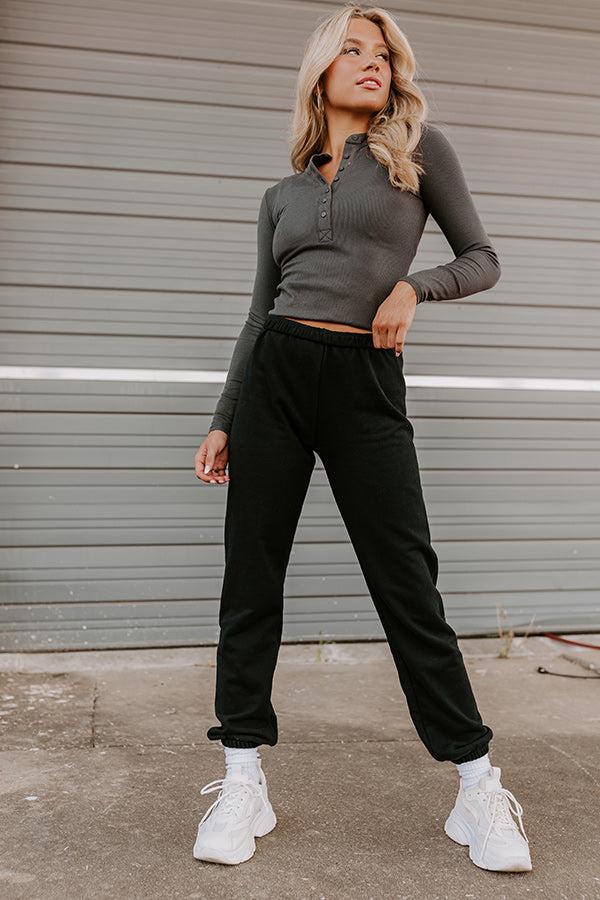 Impressions Gym Goals Luxe High Waist Oversized Joggers In Black