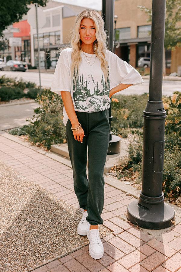 Impressions Gym Goals Luxe High Waist Oversized Joggers In Hunter Green