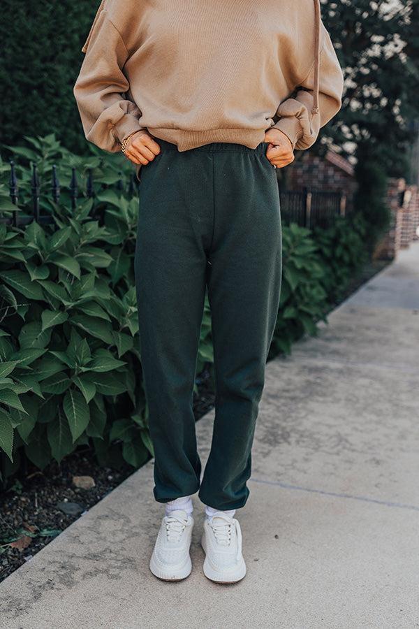Impressions Gym Goals Luxe High Waist Oversized Joggers In Hunter Green