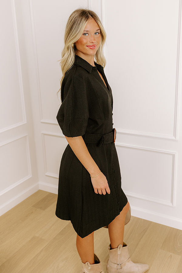Impressions Happy Hour Chic Button Down Mini Dress In Black